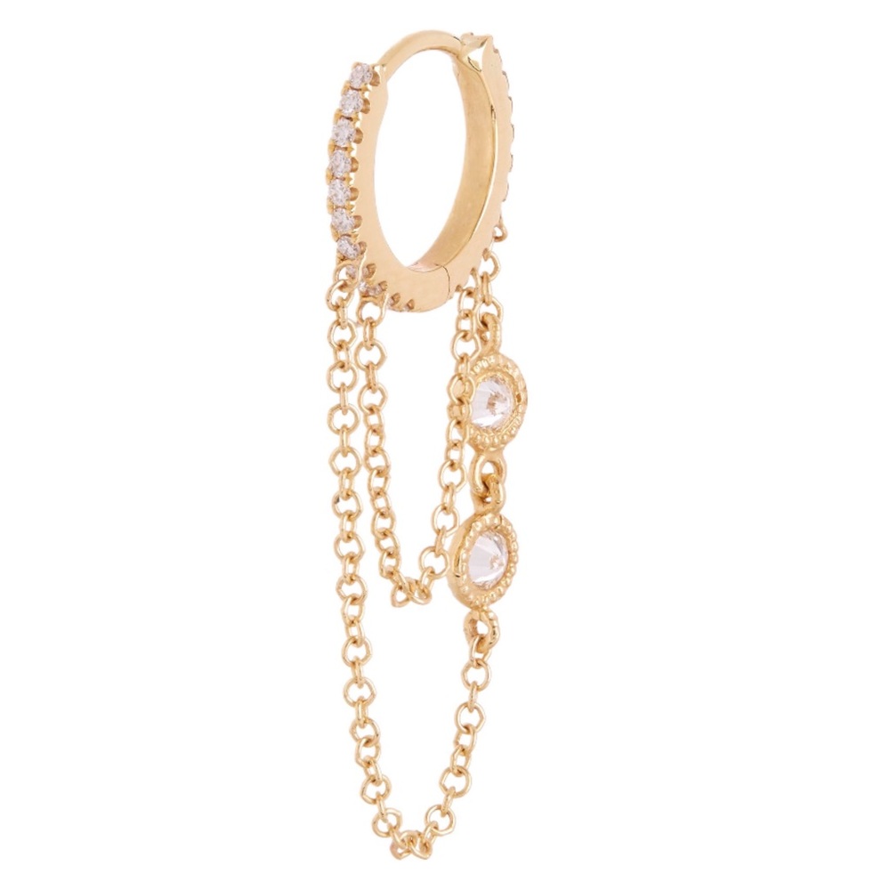 Lady Daisy Diamond chain hoop in yellow gold